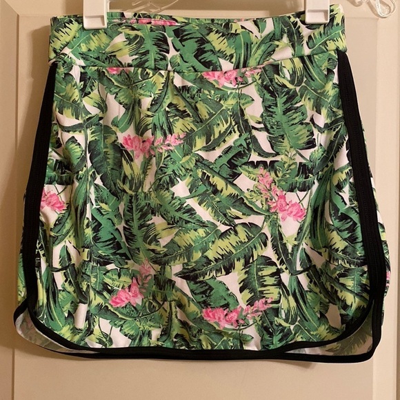 Zelos Dolphin Hem Tropical Tennis Skirt Skort Pink Green Size SMALL - Picture 1 of 6